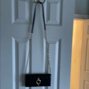 Diane Von Furstenberg Black Crossbody Bag with Silver Chain